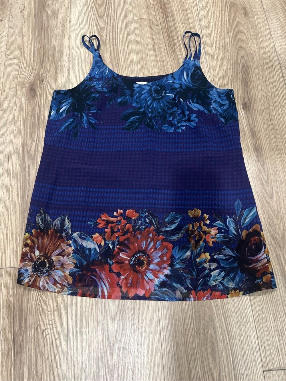 Cabi Blue Purple FloralCami Tank Top Women's Size M (A38)